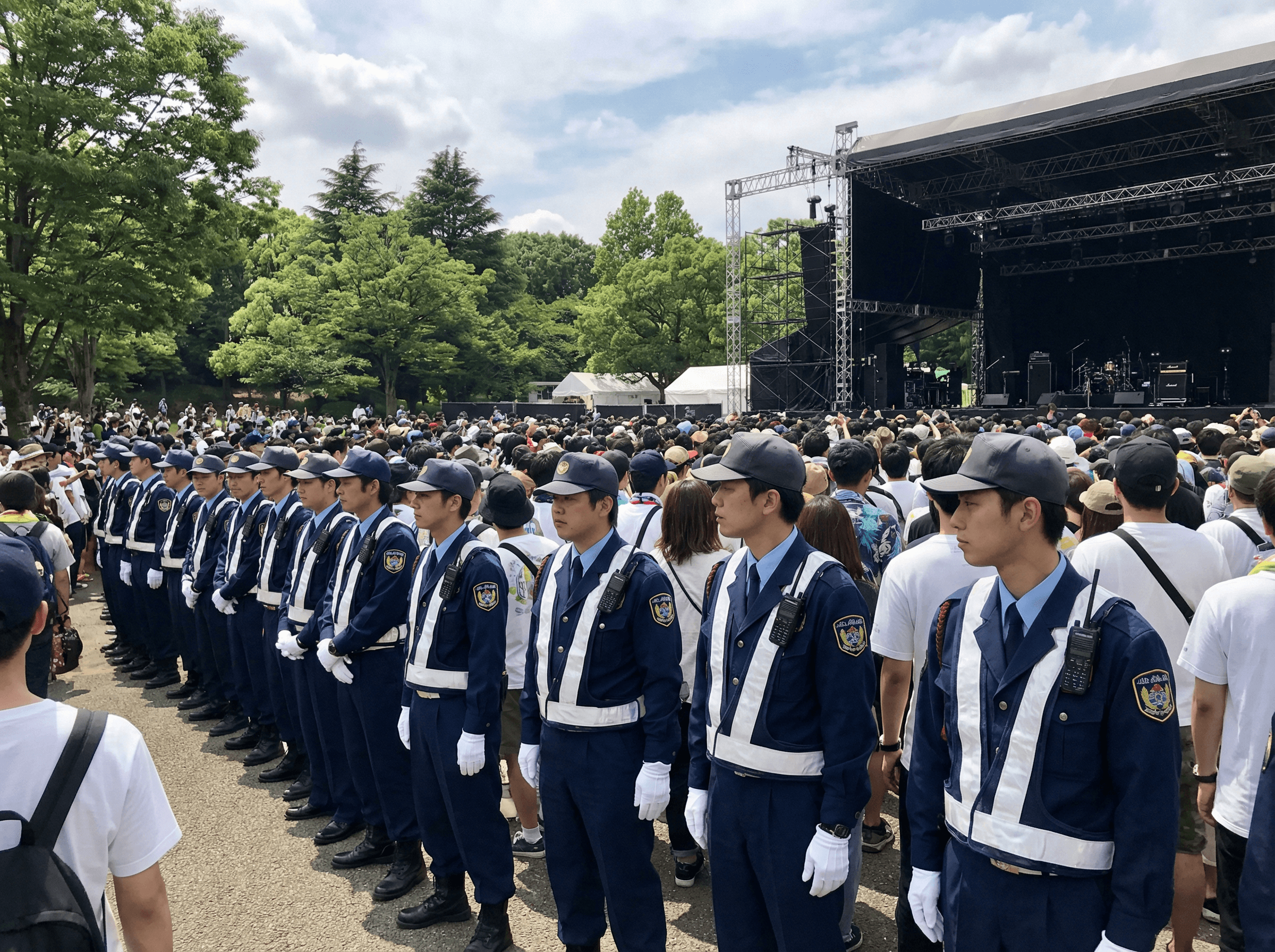 イベント会場で警備にあたるスタッフ